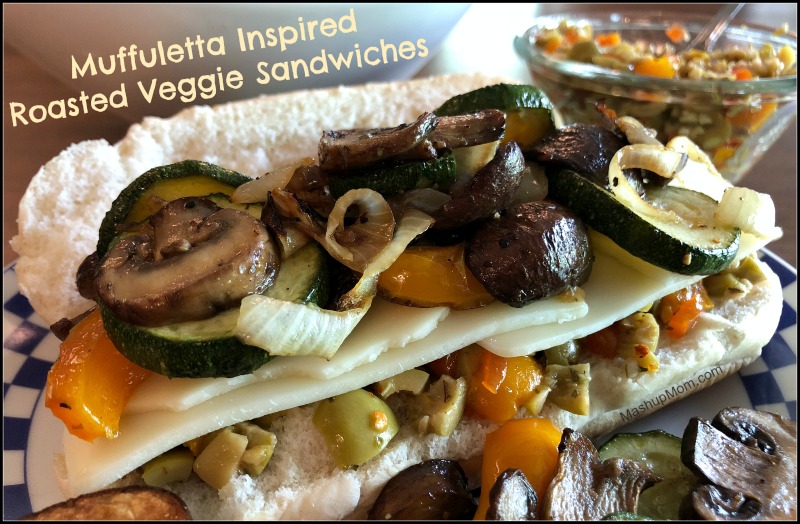 Muffuletta inspired roasted veggie sandwiches — a meatless monday recipe