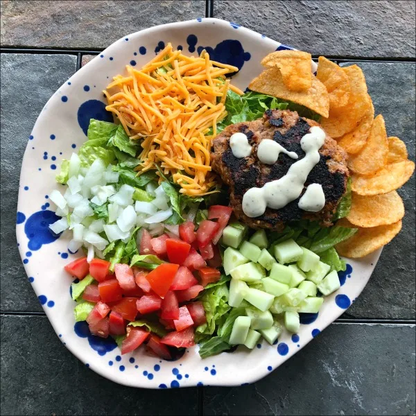 BBQ potato chip turkey burger bowls