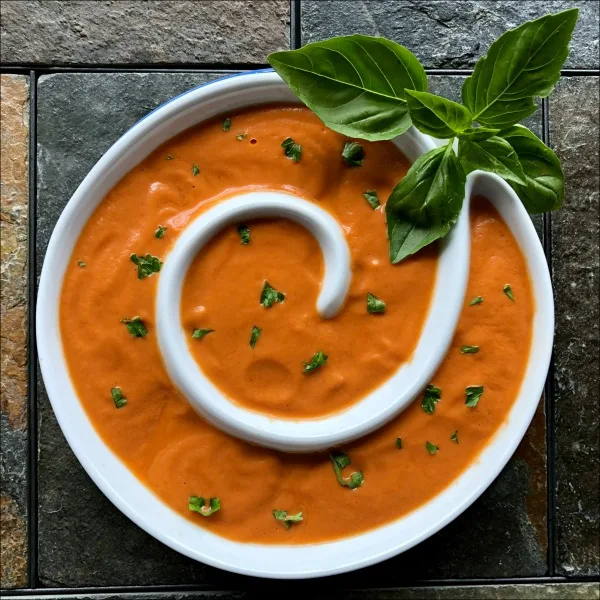 tomato soup in a bowl