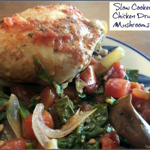 Slow Cooker Balsamic Chicken Drumsticks with Mushrooms & Spinach