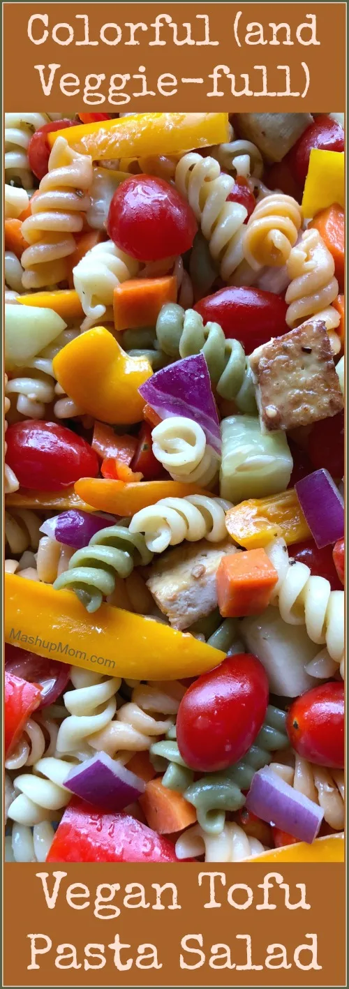 vegan tofu pasta salad with veggies