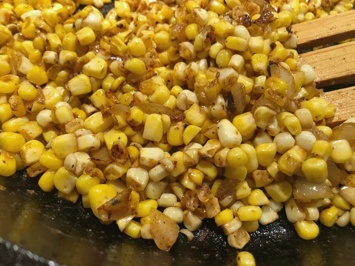 corn in a pan
