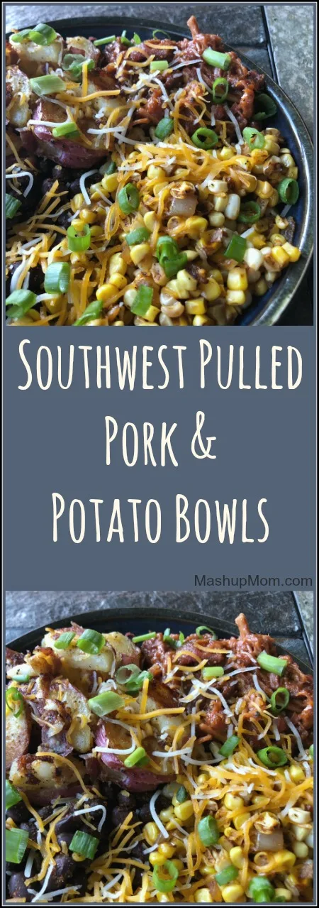 southwest pulled pork and potato bowls