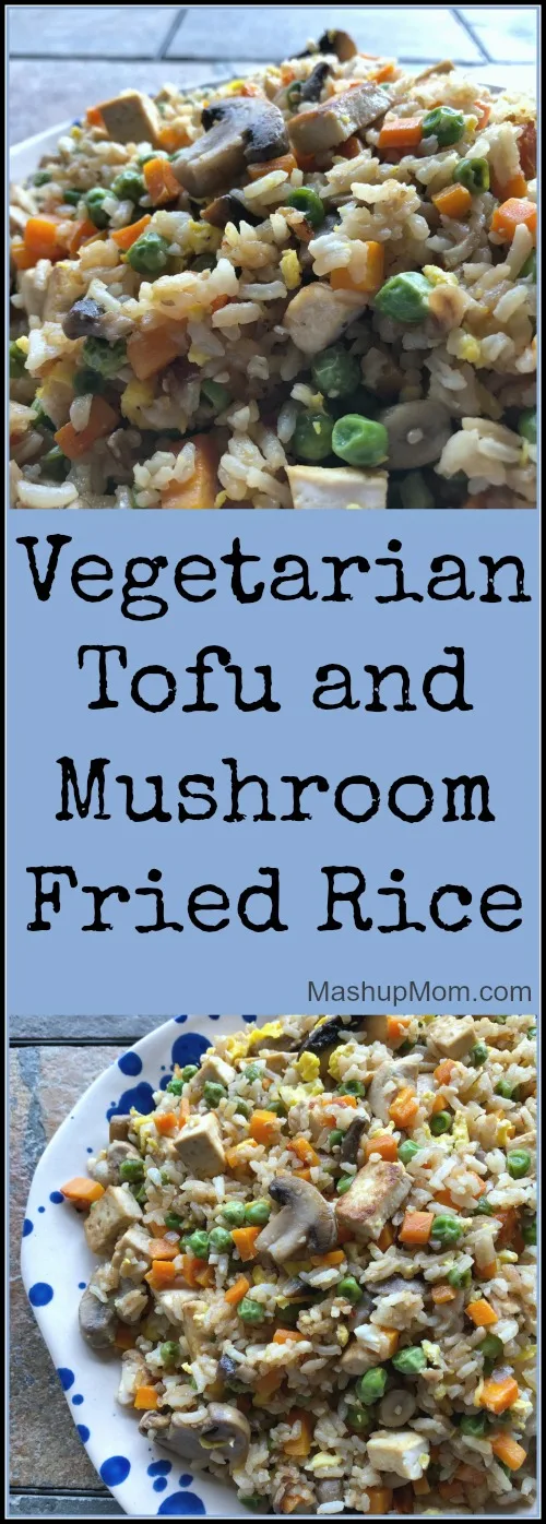 vegetarian fried rice with tofu and mushrooms