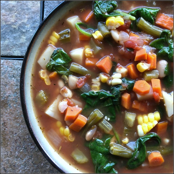 bowl of slow cooker vegetable soup