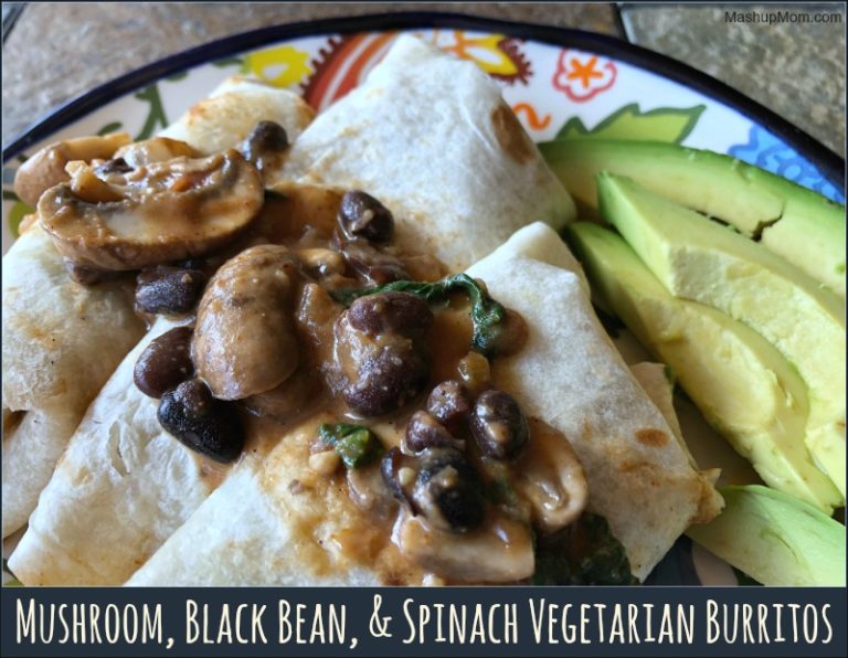 Mushroom, Black Bean, & Spinach Vegetarian Burritos