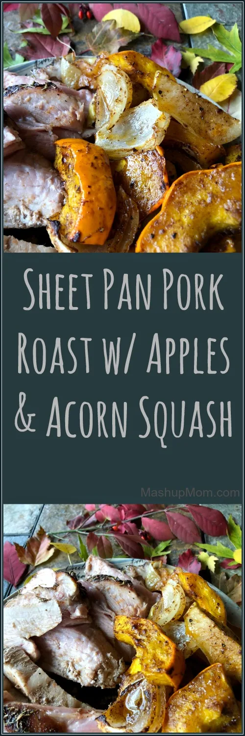 sheet pan pork, squash, and apples