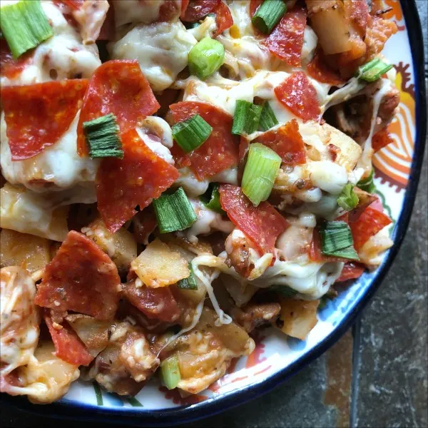 pizza chicken and potato bake