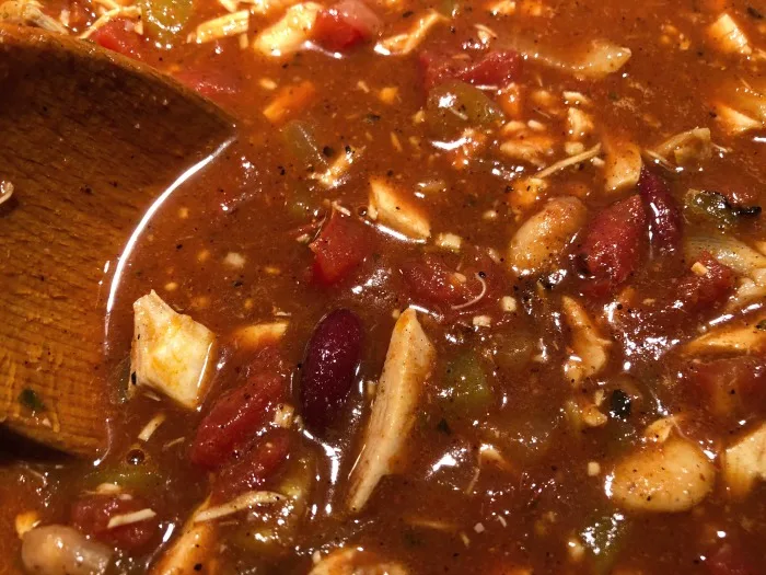 pot of turkey chili