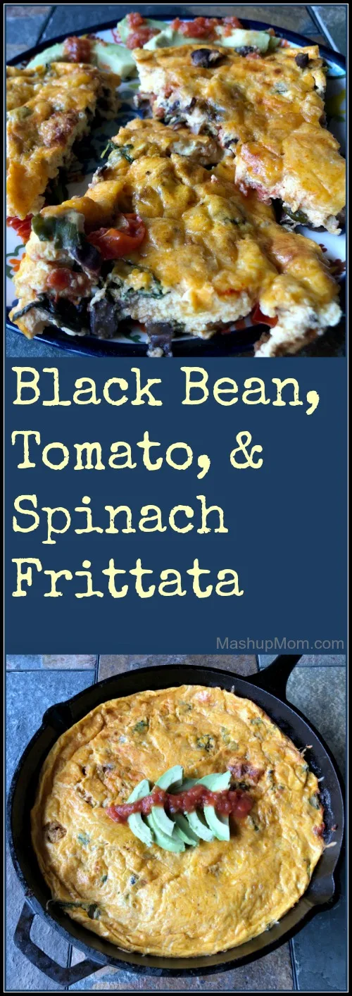 black bean frittata with spinach and tomatoes