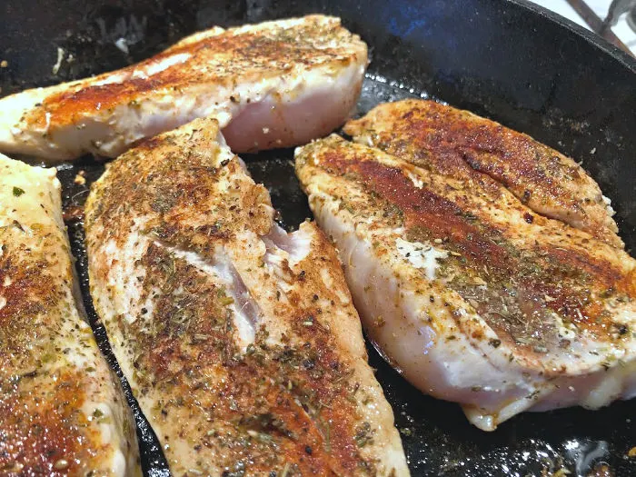 browned chicken in skillet