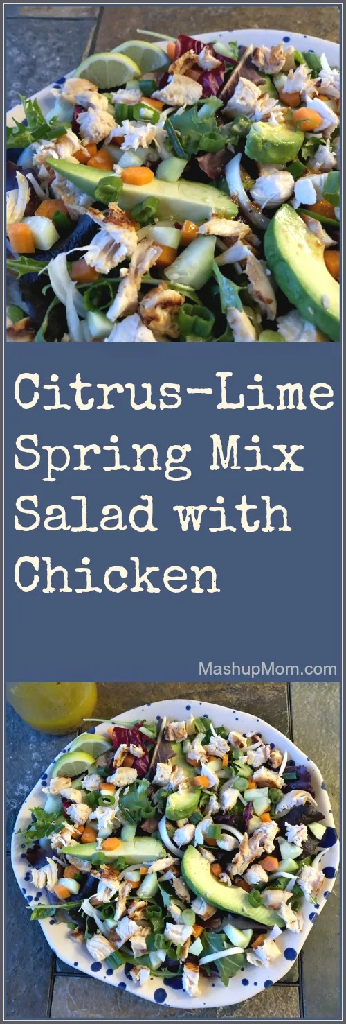 citrus-lime spring mix dinner salad with chicken