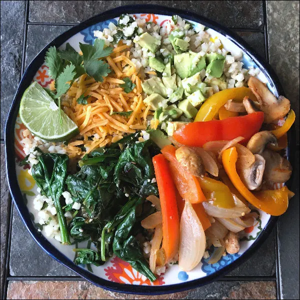 bowl of veggie fajitas 