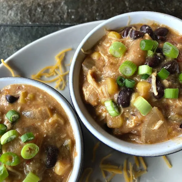 bowl of chicken enchilada chili