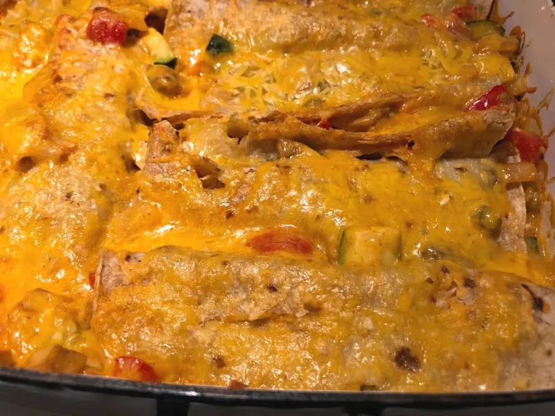 melted cheese on enchiladas
