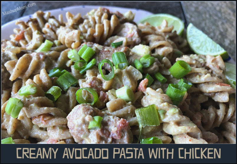 avocado pasta with chicken