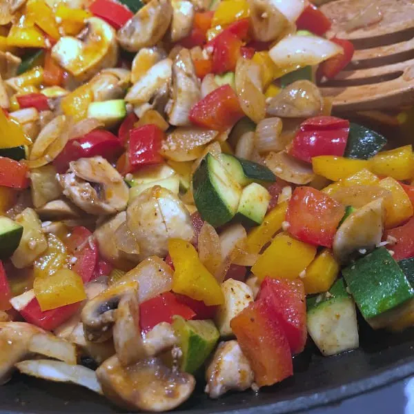 veggies in the pan