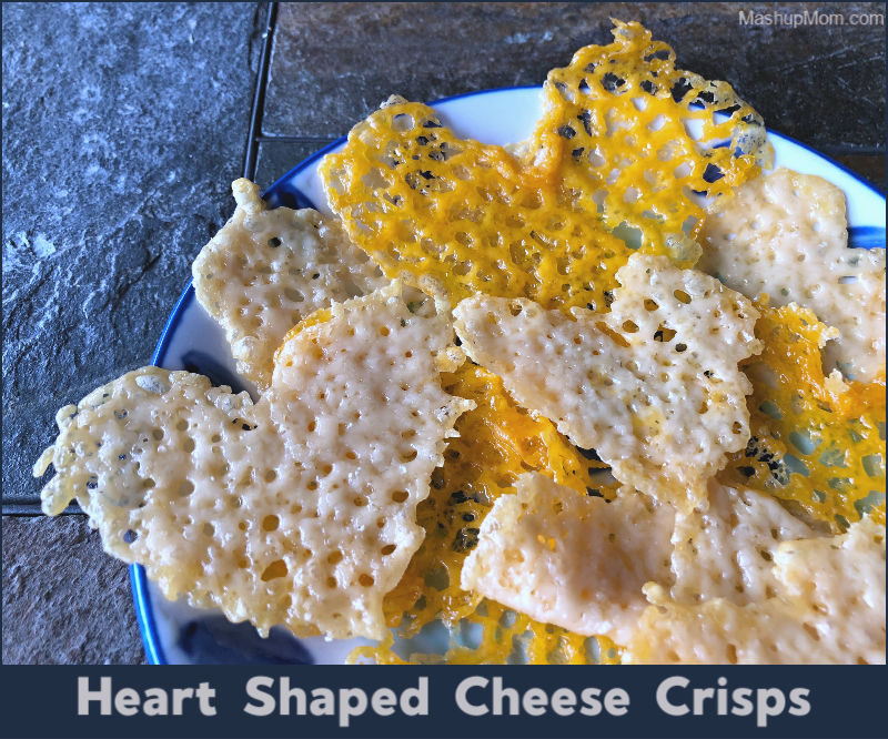 plate of cheese crisps shaped like hearts