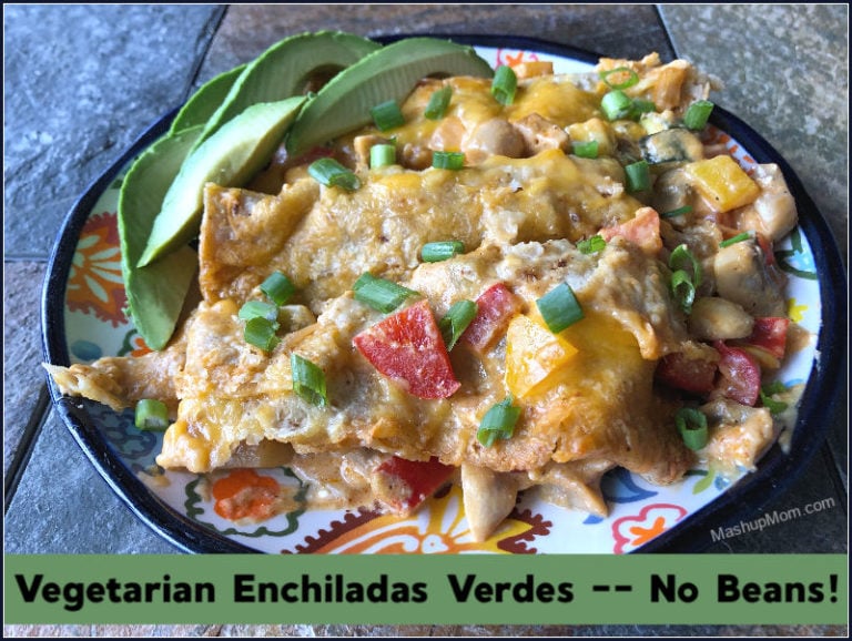Vegetarian Enchiladas Verdes -- No Beans!