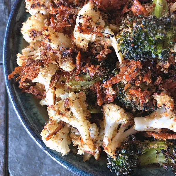 parmesan roasted brocoli and cauliflower