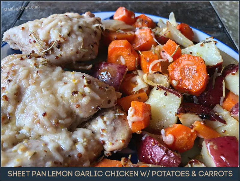 Sheet pan lemon garlic chicken with potatoes and carrots in this week's ALDI meal plan