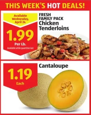 cheap chicken and cantaloupe at aldi