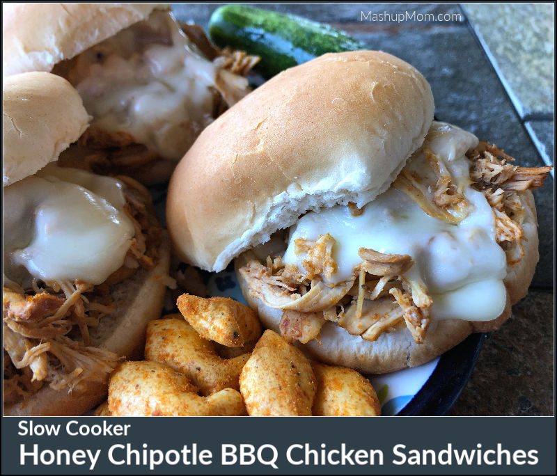 slow cooker honey chipotle bbq chicken sandwiches