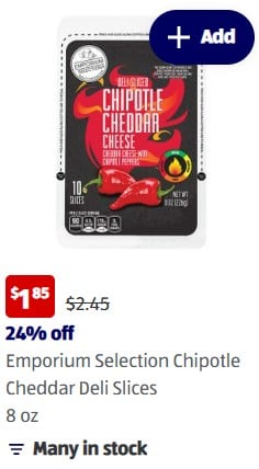 chipotle cheddar cheese on price drop at ALDI