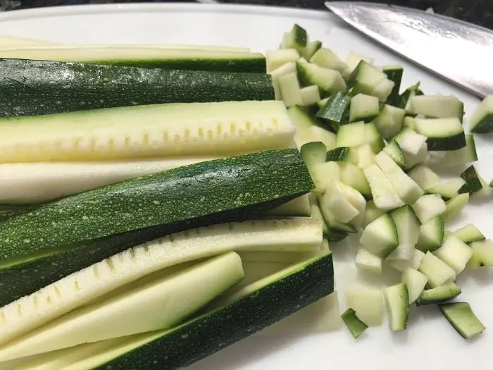 chop the zucchini small