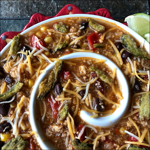 bowl of vegetarian taco soup