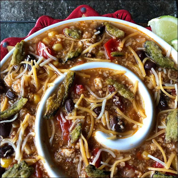 bowl of vegetarian taco soup