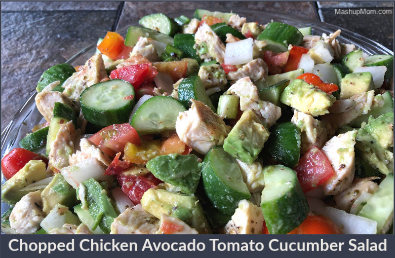 chopped chicken avocado tomato cucumber salad