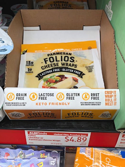 folios cheese wraps at aldi