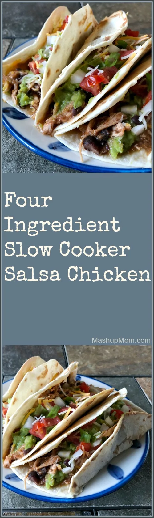 four ingredient slow cooker salsa chicken tacos