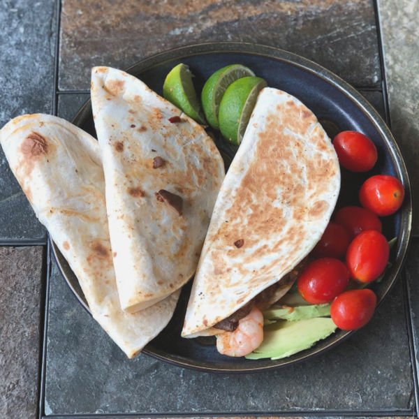 quesadillas with shrimp & mushrooms