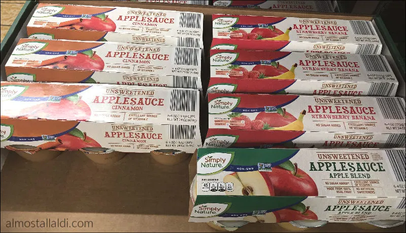 SimplyNature applesauce cups at ALDI