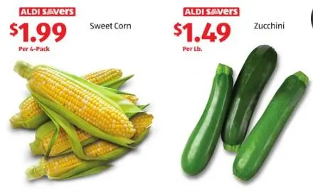 zucchini and corn on sale at ALDI