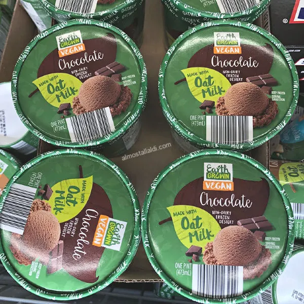 earth grown vegan oat milk ice cream at aldi