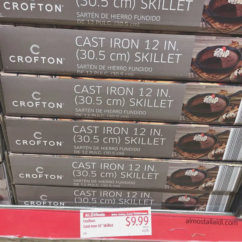 crofton cast iron skillet on the shelf at ALDI