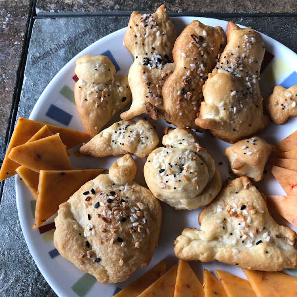 crescent shapes with everything bagel seasoning