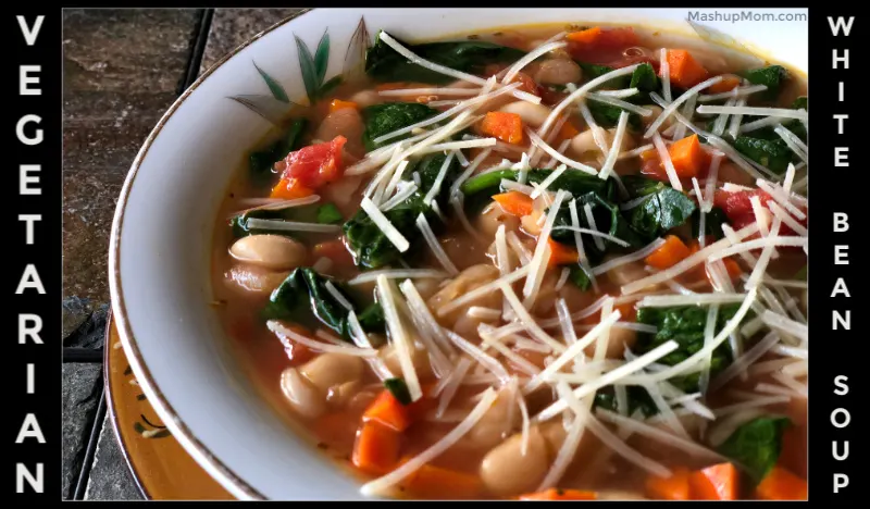 vegetarian white bean soup with Parmesan