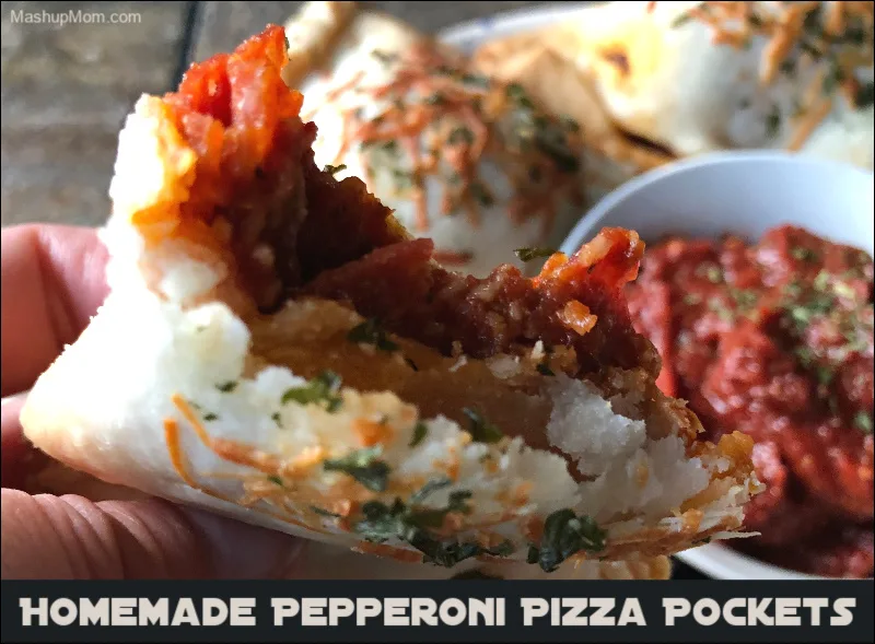 How about some comfort food today with these Homemade Pepperoni Pizza Pockets: A kid-friendly copycat Hot Pockets recipe for a chilly fall day! homemade pepperoni pizza pockets and dipping sauce