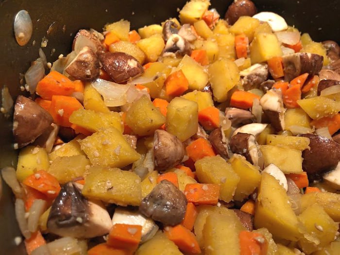 sauteed mushrooms squash and carrots