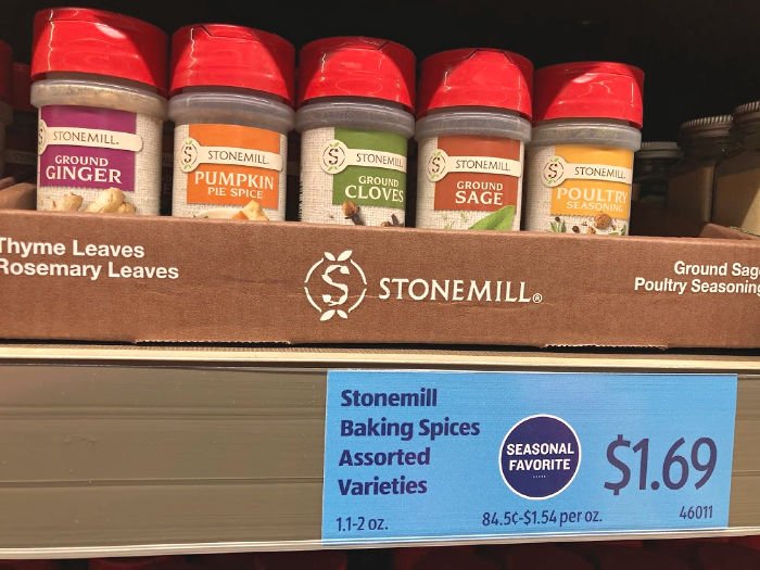 seasonal Stonemill baking spices at ALDI