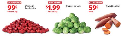 cranberries, brussels, sweet potatoes on sale