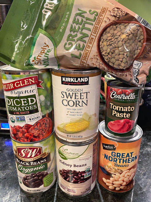 beans, tomatoes, and lentils for vegetarian Crock-Pot chili