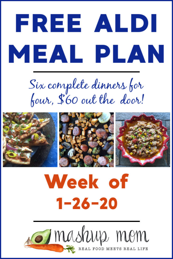 Free ALDI Meal Plan week of 1/26/20 - 2/1/20: Six complete dinners for four, $60 out the door! Save time and money with meal planning, and find new free ALDI meal plans every week.