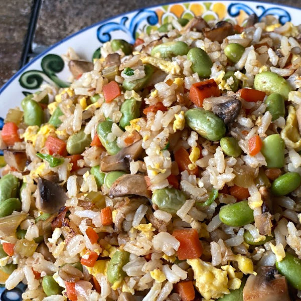 edamame and mushroom fried rice