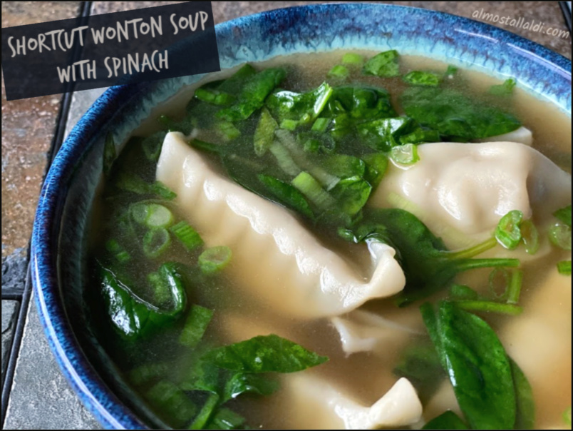 shortcut wonton soup with spinach