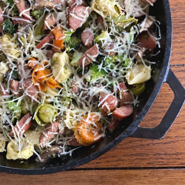 smoked sausage & tortellini skillet